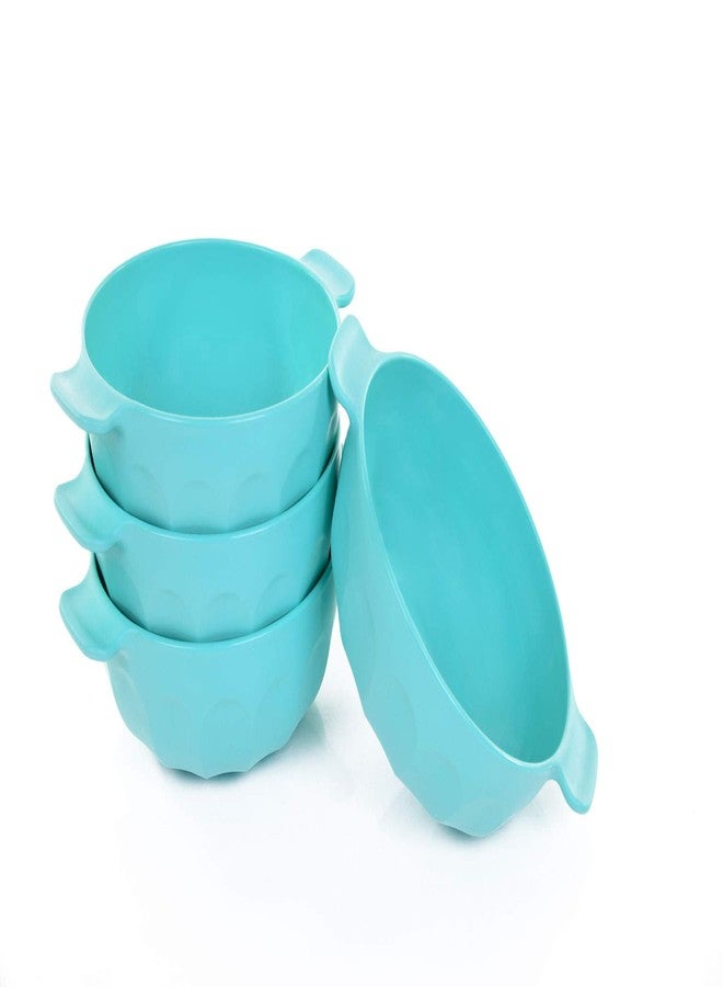 Mintra Office Mintra Colorful Unbreakable Plastic Bowl 4pk - (Small with Handles - 550ml, Teal) - (Part Of A Set) - Ice Cream, Salad, Snacks, Breakfast Cereal, Fruit, Popcorn, Soup - Shatterproof, BPA Free - Image 1